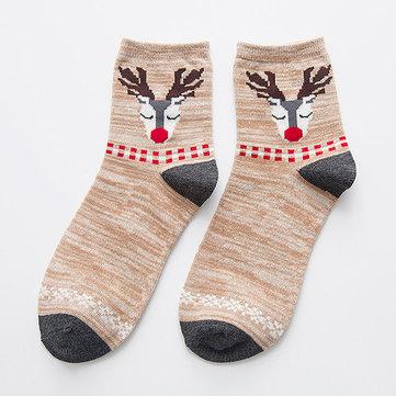 Chaussettes en coton mi-longues de Noël Elk