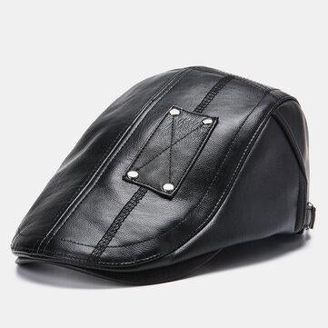 Casquettes de béret en cuir PU Casquette de gavroche en cuir artificiel décontracté