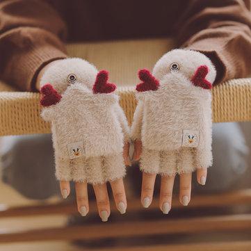 Velvet Flip Half Finger Half Glove Thick Fingerless Gloves