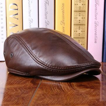 Casquettes de béret réglables en cuir véritable vintage