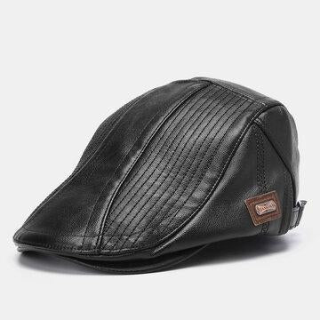 Chapeau de béret en cuir Casquette gavroche décontractée Chapeaux chauds Casquettes plates