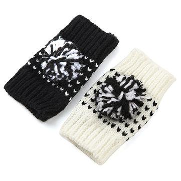 Gants tricotés de mélange de belle couleur demi gants sans doigts d'écran de contact avec la boule de laine