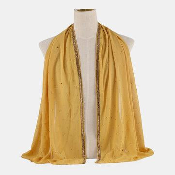 Écharpe musulmane Hijab en mousseline de soie longue écharpe perlée