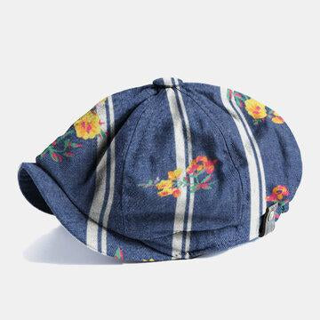 Denim Stripes Print Fashion Out Flat Caps Casquette Gavroche