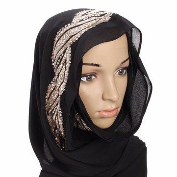 Women muslim sequins shawls islamic hijab islamic long scarf