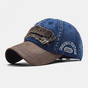 Casquette de baseball en denim délavé avec lettres brodées