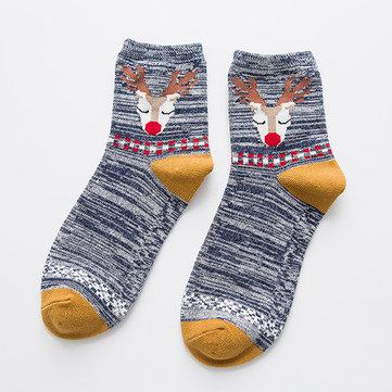 Chaussettes en coton mi-longues de Noël Elk