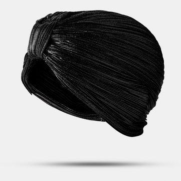 Bonnet plissé Bonnet Turban Simple Couleur Unie