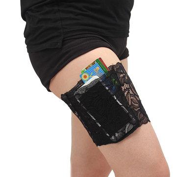 Pochette Cuisse Casual À Carte Et Téléphone Portable Sac Poche En Dentelle Anti-Glissant Pour Sport