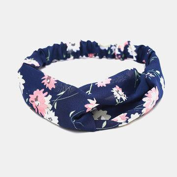Print Headband Cross Hair Accessories Outdoor Elastic Hair Band Headband Silk Chiffon