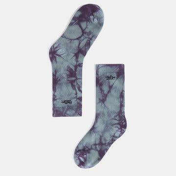 Tide Brand Abstract tie Dye Embroidery High Tube Bas Chaussettes