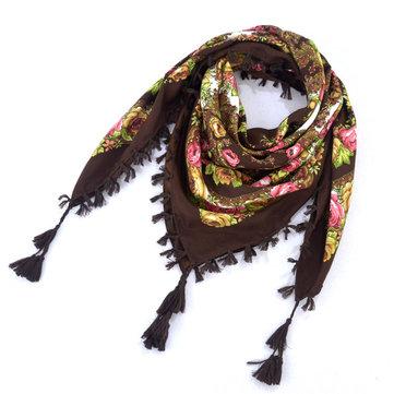 Écharpe de style ethnique de fleurs écran solaire crème chaude châle