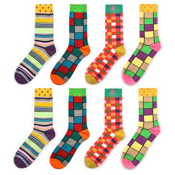 Unisex Classic Geometric Check Cotton Tubular Socks