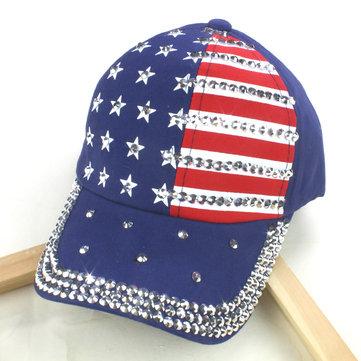 Casquette de baseball en drapeau avec diamants et drapeau américain