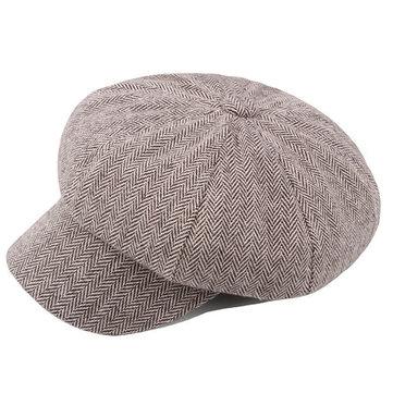 Casquette octogonale en mélange de coton à rayures vintage