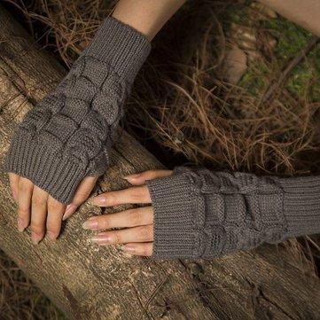 Gants chauds en tricot sans doigts, mi-doigts, sport, torsadés