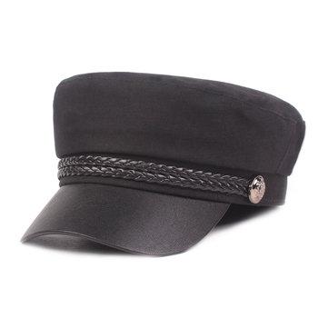 Veste en cuir casquette marine casquette plate casquette militaire rétro