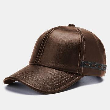 Casquette de baseball vintage en cuir artificiel avec tissé