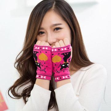 Gants de chat de bande dessinée gants tricotés par demi-doigt d'écran tactile