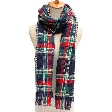 Épaissir couverture surdimensionné écharpe en tartan glands Pashmina à carreaux