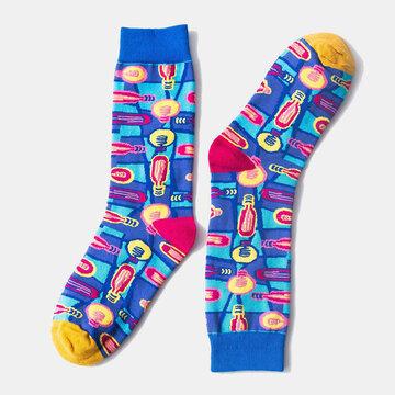 Personnalité Style Eye Bulb Series Personnalité de la mode Couples Chaussettes en coton