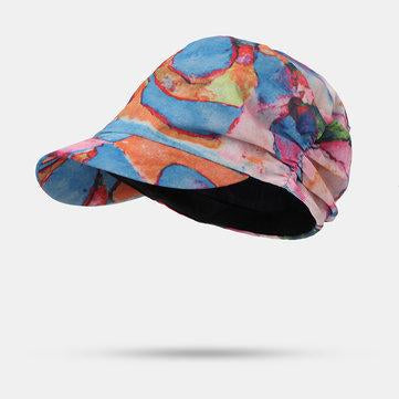 Flat cap lattice print beanie