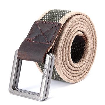 130CM Mens Retro Double Anneaux Pin Boucle Ceinture Casual Toile Ceinture Tactique Militaire
