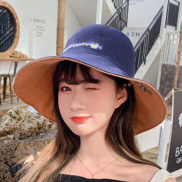 Chapeau de pêcheur amovible anti-buée brodé de petites marguerites