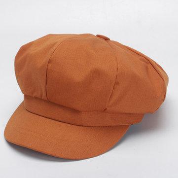 Casquette de béret en coton de couleur unie octogonale