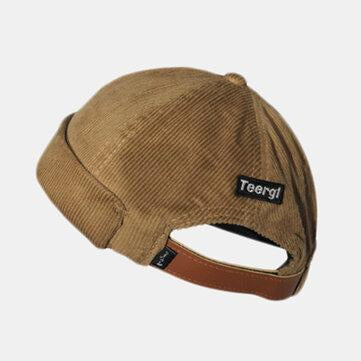 Chapeau en velours côtelé ajustable sans bordures rétro Skullcap