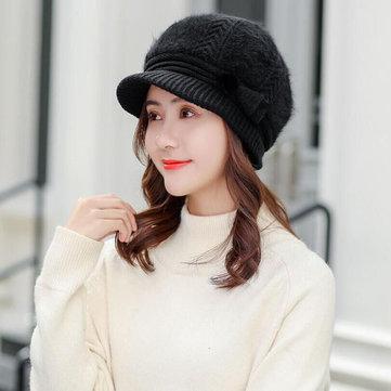 Épais cache-oreilles chauds bonnet béret skullies crochet bonnet