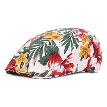 Chapeau béret en coton imprimé fleurs