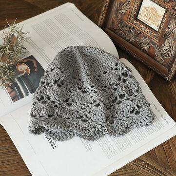 Chapeau bonnet crocheté à la main Chapeau turban décontracté littéraire rétro