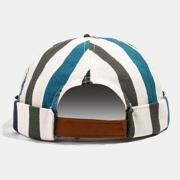 COLLROWN Stripe Stitching Cotton Brimless Hats Casquettes Skull réglables