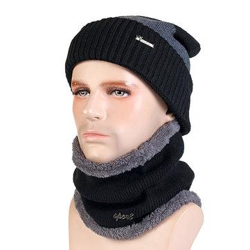 Ensemble Bonnet et Écharpe en Laine Mélangée Tricotée
