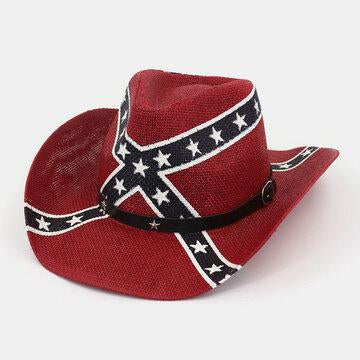 Drapeau américain rétro Western Cowboy Hat Summer Prairie chapeau de paille