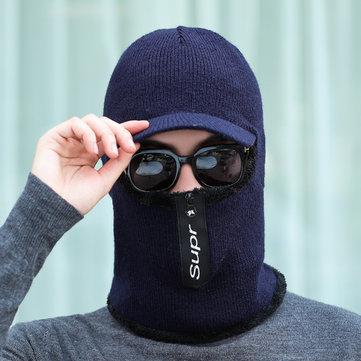 Cache-oreilles en laine tricotée bonnet écharpe zippée épais et chaud
