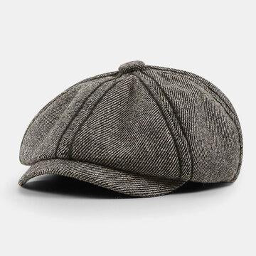 Rétro Twill Style Britannique Automne Hiver Gardez Au Chaud Casquettes Plates