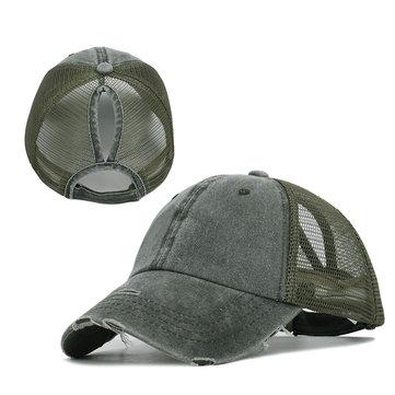 Casquette de baseball en tissu lavé couleur unie respirante rétro