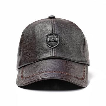 Casquette de baseball en cuir artificiel Pu en hiver solide