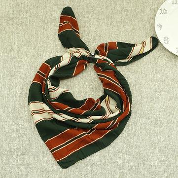 Women Fashion Accessories Stripe Printing Square Chiffon Scarves Small Scarf Foulard