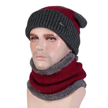 Ensemble Bonnet et Écharpe en Laine Mélangée Tricotée