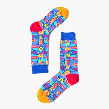Chaussettes moyennes unisexes en coton en jacquard