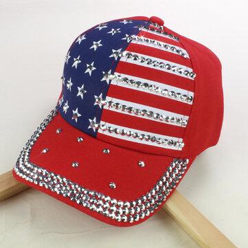 Casquette de baseball en drapeau avec diamants et drapeau américain