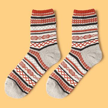 Chaussettes longues unisexes en coton avec rayures et coton