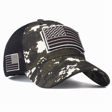 Camouflage Baseball Cap avec drapeau américain Patch Coton