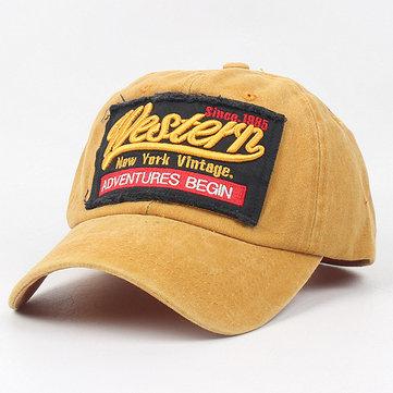 Casquette de baseball délavée à motif de lettre en coton
