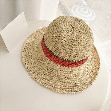 Chapeau de paille pliable tissé à la main
