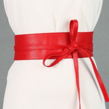 Ceinture de ceinture à deux anneaux en similicuir avec nœud en ruban