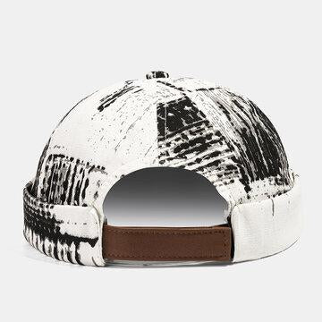 COLLROWN Black White Dye Tie Striple Brimless Hats Skull Caps